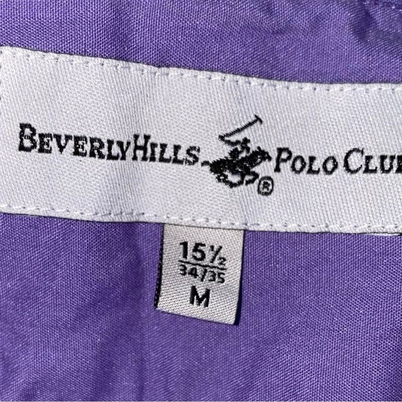 BEVERLY HILLS POLO CLUB button down dress shirt long sleeve lavender NEW size M - Picture 5 of 9